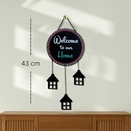 Image of DECORIQUE Wooden Wall Hanging Welcome Sign Decorative Quote Board For Home, Door, Entrance, Hall & Office - Rustic Wall Art & Housewarming Gift Item,25 Cm