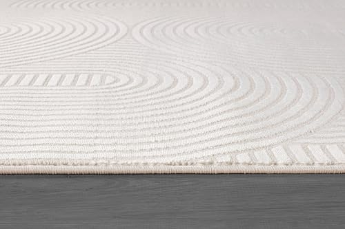 Tapete decorativo rectangular 5x7 beige y blanco miniatura 6