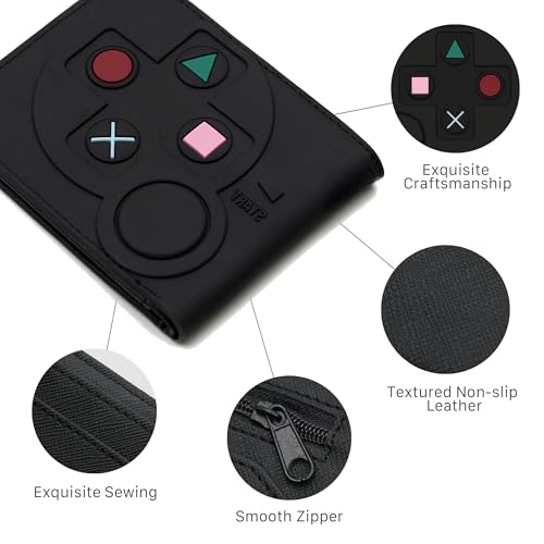 Image of Game Controller Wallets For 6-8 /8-10 /9-12 /12-14 Boys,Kids,Teen Bifold Wallet Multiple Card Slots and Coin Pocket Gamepad Silicone And PU Leather Surface Video Game Kids Wallet in Black