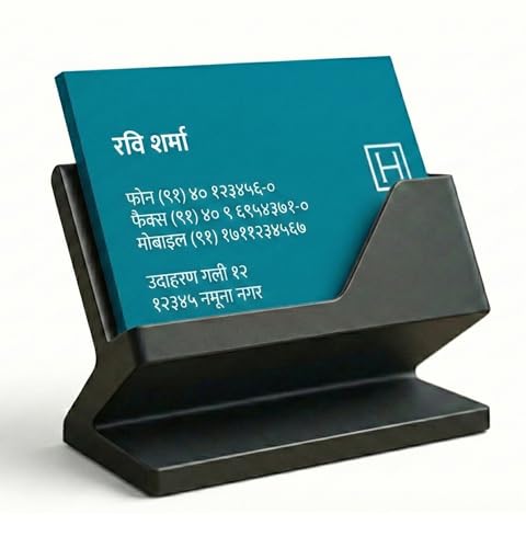 Image of Premium Business Card Holder for Desk | Visiting Card Stand Organizer | Modern Office Desk Card Display | Professional Card Holder for Office, Home & Reception (Matte Black)