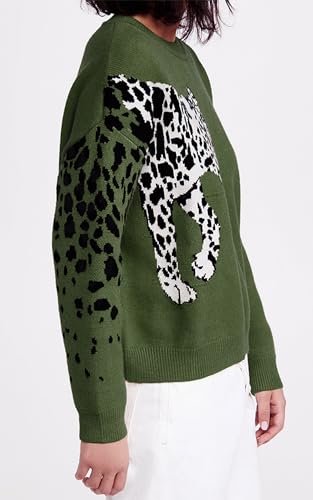 Image of Angashion Women's Sweaters Casual Floral Printed Patchwork Long Sleeves Knitted Pullover Cropped Sweater Tops
