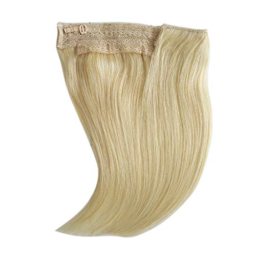 12" Halo Hair Extensions Invisible Wire Remy Quality Human Hair Easy Wear Halo Flip on Extensions (12" 50g, 613)