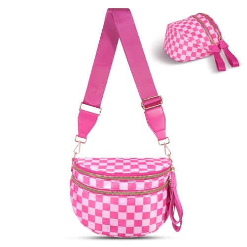 Image of Checkered Crossbody Bag, Bum Bags for Women Crossbody,Spacious Sling Bag Purse Fanny Packs with Shoulder Strap