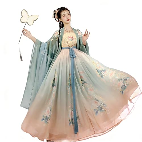 Robe Dynastie Tang pour femme hanfu brodé manches larges