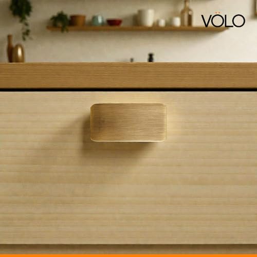 Image of VOLO Stainless Steel Drawer Knob for Cabinet Wardrobe and Cupboard Durable Knobs with Screws for Kitchen Dresser and Office Furniture | S-723 (Antique Brass, 6 Pieces)