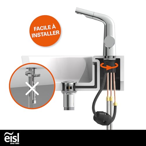 Mitigeur lavabo EISL chromé avec douchette extractible pour le lavage des cheveux - 7