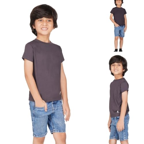 Image of Kids Round Neck Boys Tshirt | Short Sleeves | Natural Organic 100% Cotton Soft Comfortable Fabric | School Plain Color Original Branded Half Sleeve | T-Shirt for Boy Kid | Sleepwear Everyday Casual