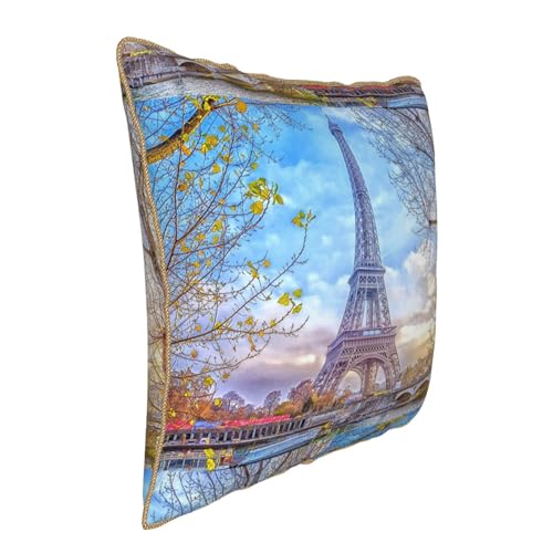 Housse coussin velours Tour Eiffel douce pour décoration salon - 3