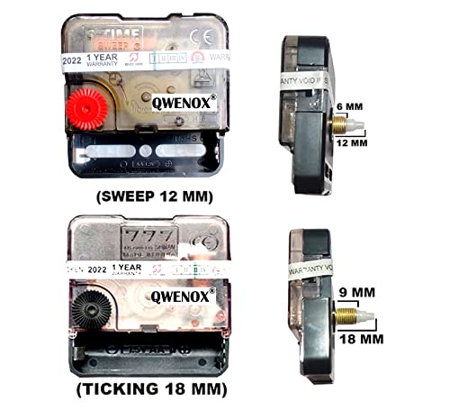 Image of Plastic A Product Of Sonam Quartz Combo Of Sweep & Ticking Silent Movement Machine For Analog Wall Clock Hand (2 Sets Diy) (Made In India 100%) (3 Black,Red,Black)
