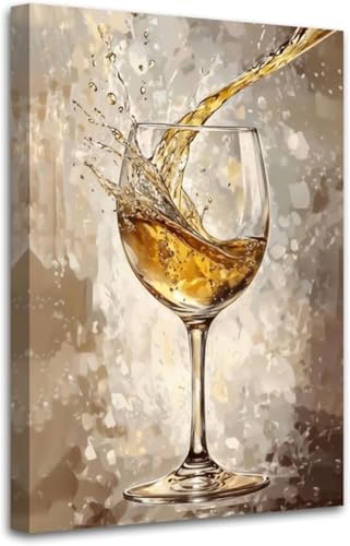 AVWXZBDFH Cuadros De Arte Mural Con Impresiones En Lienzo De Vino Tinto Y Naranja, Pintura Abstracta De Copa De Vino Tinto Para Decoración De Bar De Vinos Y Comedor, 40 X 60 Cm, Sin Marco