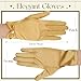Geyoga Short Satin Gloves Women Wrist Pearl Tea Party Gloves 1920s Flapper Accessories for Funeral Wedding Banquet(Gold)