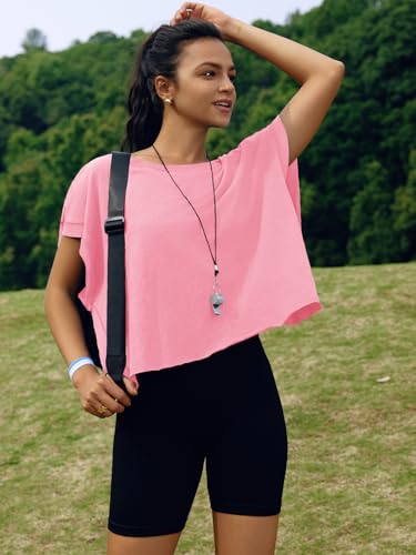 Image of SENSERISE Womens Open Back Workout Tops Backless Short Sleeve Athletic Shirt Running Crop Top Gym Yoga Tee