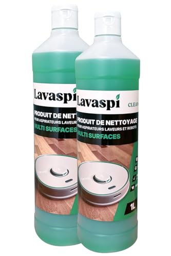 Lavaspi Produit Nettoyant Sol pour Robot Laveur et Aspirateur Laveur, Parfum Puissant, Ultra Concentré - N1304 (Lot de 2)