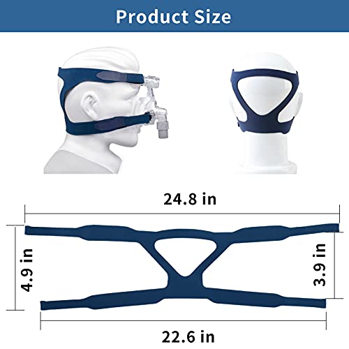 Image of CPAP Headgear Replaces Universal Ultralight Comfort Gel Full Mask Replacement Part Breath Machine Head Band Fit for Respironics Resmed Resmart Without Clips, Blue