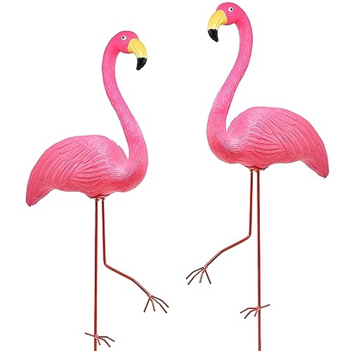 Galashield Pink Flamingo Yard Decorations Pack of 2 Flamingos Decor Ornaments for Outdoor Lawn and Garden