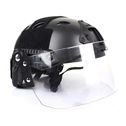 WLXW Gafas Protectoras de Paintball, Protector Solar Transparente A Prueba de Explosión Montado en Riel de Guía Desmontable para Cascos Tácticos, Accesorios de Tiro Extraíbles de Airsoft,Negro Cover