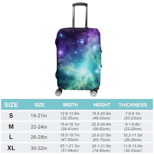 Green Blue Purple Galaxy Luggage Cover, Washable Elastic Suitcase Cover Protector Fit 18-32 Inch Luggage2