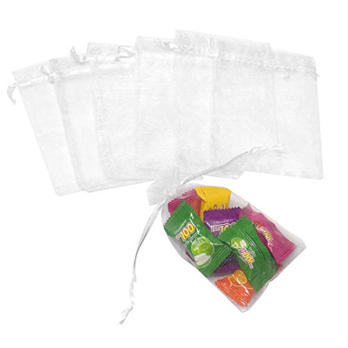 Image of Dealglad 50pcs Drawstring Organza Jewelry Candy Pouch Christmas Wedding Party Favor Gift Bags (7x9 inch, White)