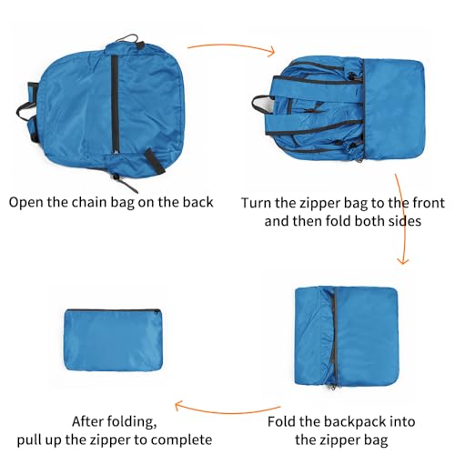 Mochila Plegable Ligera para Senderismo y Viaje Azul miniatura 6