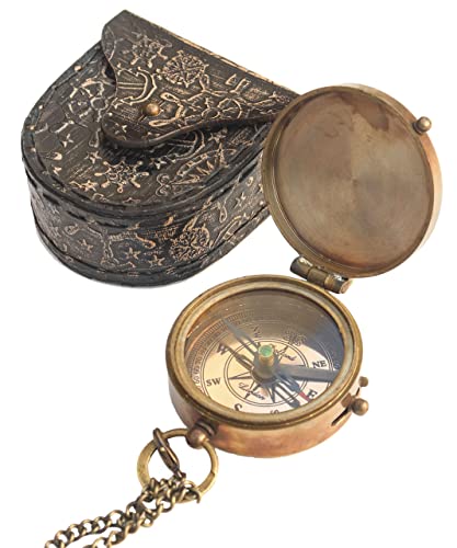 Prime Nautical's Pocket Brass Engraved Compass A Father is Neither an Anchor Best Gift for Dad, Dad's Birthday Gifts, Antique Nautical Vintage Bapt - Image 3