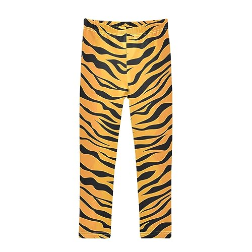 Girls' Leggings Children's Yoga Pants Skinny Printed Dance Orange Black Tiger Stripe Comfortable 4T