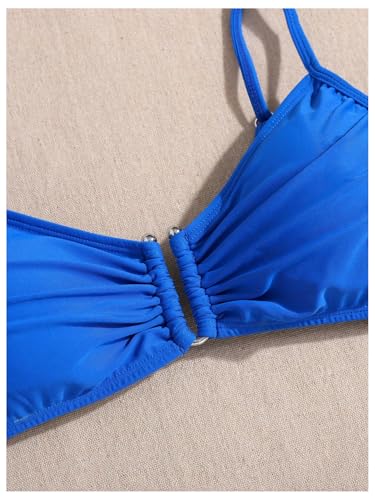 Milumia Girl's Swimsuit 2 Piece Pleated Spaghetti Strap Wired Bikini Set Beach Swimwear3