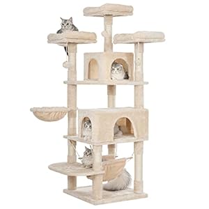 BEWISHOME Cat Tree 66.3 Inch Multi-Level Large Cat Tower with Plush Top Perches, Sisal Scratching Post Cat Play House Kitty Activity Center MMJ14M