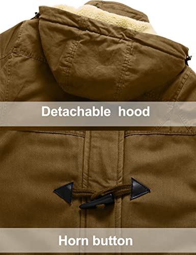 Uoiuxc Women's Warm Winter Coat Hooded Fleece Lined Parkas Jacket (Khaki,Large) #TOP5