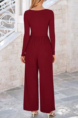 PRETTYGARDEN Womens Jumpsuits Dressy Casual Fall Fashion 2025 Trendy Long Sleeve Wide Leg Rompers Spring Work Office Outfits