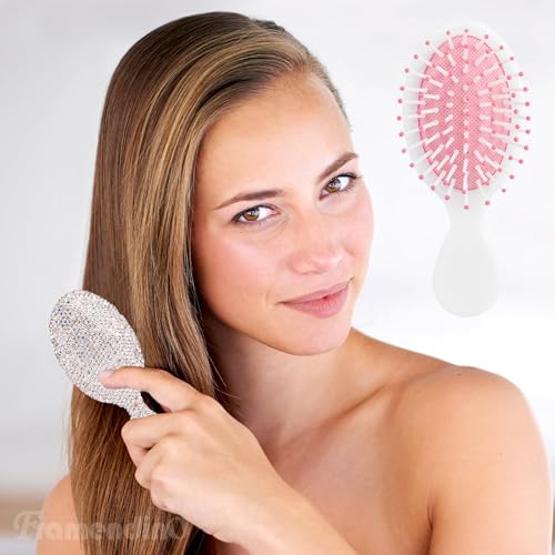 Peine Crystal Mini Portable para Mujer Plata miniatura 5