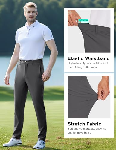 SPECIALMAGIC Golf Pants Men Stretch Slim fit Hiking Pants Lightweight Dress Casual Tapered Zipper Pockets3