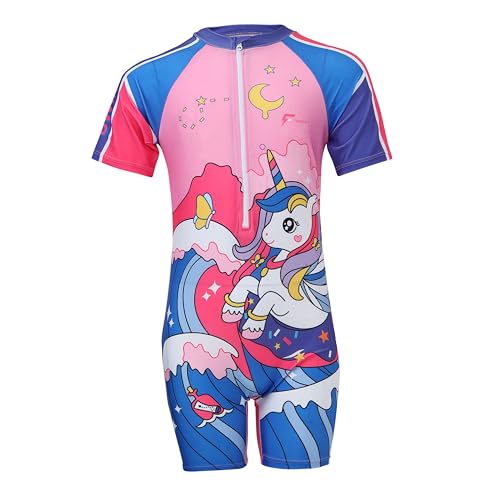 Image of FABSPORTS Kids Swimsuit Set Printed One-Piece Swimwear for Boys & Girls, Half Sleeve Bathing Suit, Comfortable Swimming Costume for Children, 2-12 Years