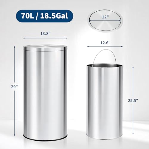 Caneca de basura de acero inoxidable 70 L con tapa abatible miniatura 4