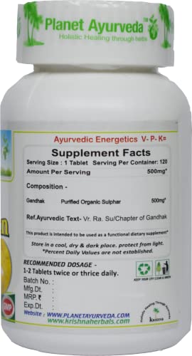 Planet Ayurveda Gandhak Rasayan, 120 Tablets | Helpful in Skin Problems