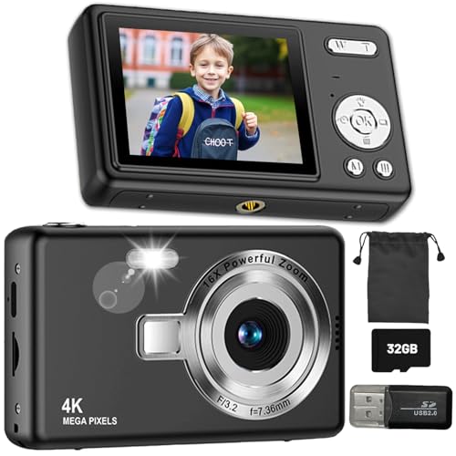 Lista de camaras compactas digitales mas vendidos 1 Cámara digital, cámaras digitales compactas para niños principiantes de 6 a 16 años, 1080P 44 MP, cámara portátil simple de vlogging con...