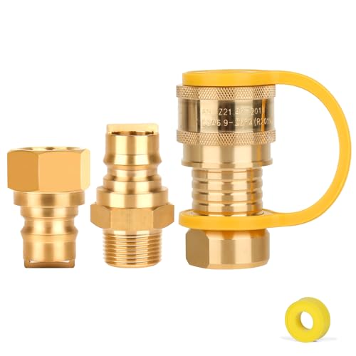 3/4 Propane Quick Connect Fittings-3PCS Natural Gas Quick Disconnect Adapter for Grill Fire Pit Heater