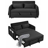 Ucloveria Convertible Sleeper Sofa Bed, Pull Out Couch Bed with 2 Detachable Arm Pockets, Adjustable