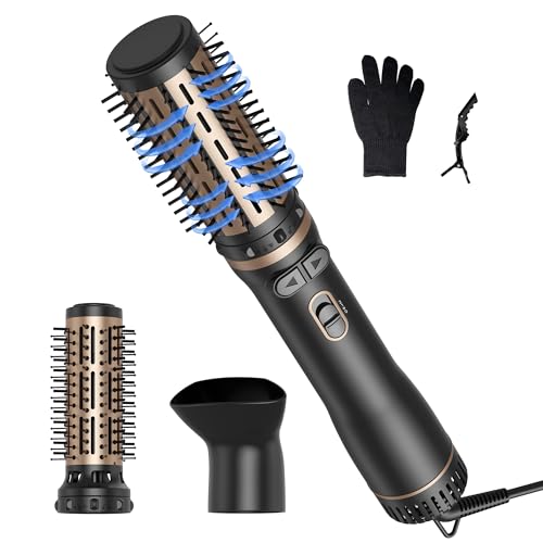 Cepillo giratorio para el cabello, con 2 cepillos (38 mm y 50 mm), 3 en 1 rotativo para volumen del cabello, secado, alisado, rizado y rizado