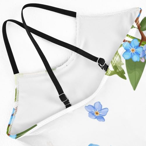 Girls One Piece Swimsuits Blue Iris and Forget-me-not Pattern Sport Halter Swimwear Beach Bathing Suit,9-10T4