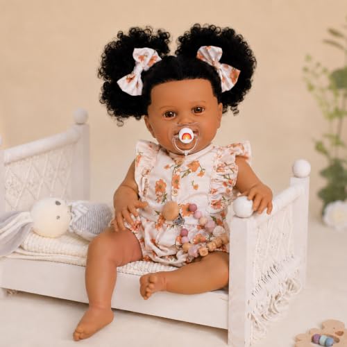 Muñeca Reborn Realista 18 Pulgadas Negra Artesanal miniatura 5