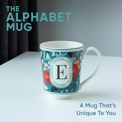 Image of Shay Alphabet Mug 300ml, Letter E Printed Coffee Mug for Girls, Boys, Friends | Ceramic Mug |Glossy Finish | Ceramic Coffee Cup | Porcelain | Microwave Safe (Alphabet Mug - E)