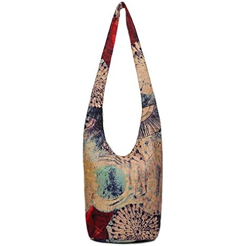 Women Hand Fashion canvas Hippie Crossbody Bags Bohemian Animal Prints Hobo Bags (Purple) Cover