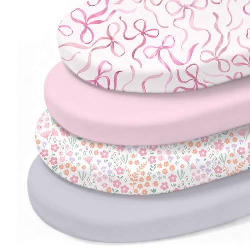 Image of Little Grape Land Bassinet Sheets 4 Pack, 33 inchx18 inch Fitted Sheets 4 inch