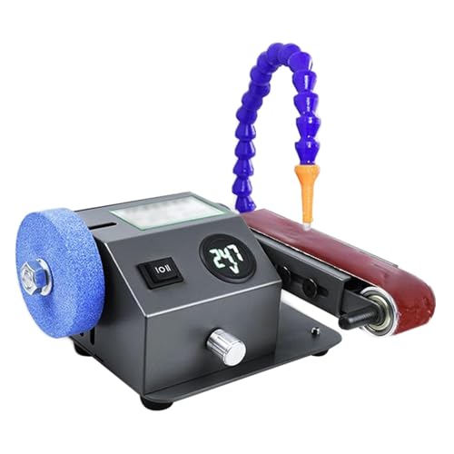 Mini afilador de Cuchillos eléctrico, lijadora de Banda de Doble propósito en seco y húmedo con 10 Bandas de Lijado, Ajuste de Velocidad de 0 a 13 000 RPM, para pulir Metal y Madera.