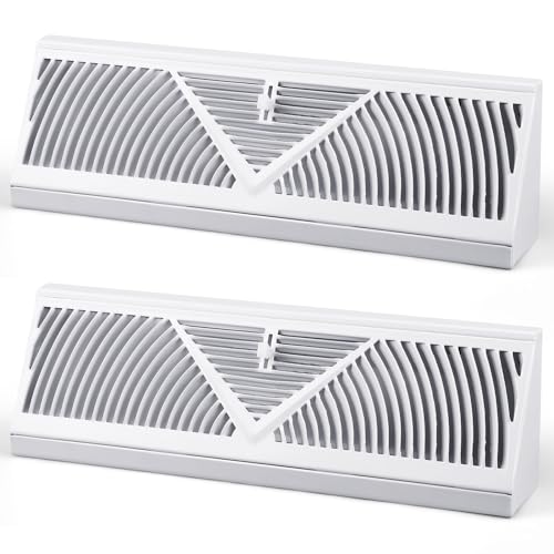 Yaocom 2 Pack Baseboard Register Vent 15 Inch Duct Opening Size Vent Covers for Home Floor Diffuser Wall Corner Baseboard Air Covers, Smooth Air Adjust Lever, Easy Install, White