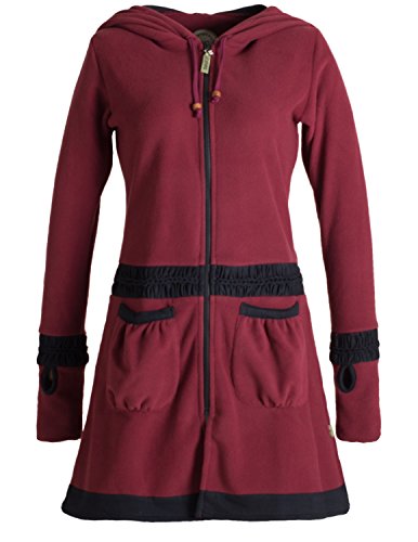Preisvergleich Produktbild Vishes - Alternative Bekleidung - Langer Fleecemantel mit Handstulpen, Daumenlöchern und extra großer Cape Kapuze dunkelrot 42