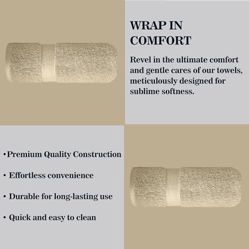 Image of Sulfar 100% Terry Ring Spun Cotton Face Towel - Quick-Dry, Highly Absorbent (480 GSM) (30 x 30 Cm) Beige (Pack of 1)
