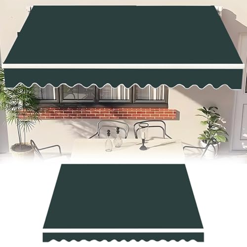 Auvent rétractable 6.5x2m vert foncé en polyester pour terrasse et balcon - 2