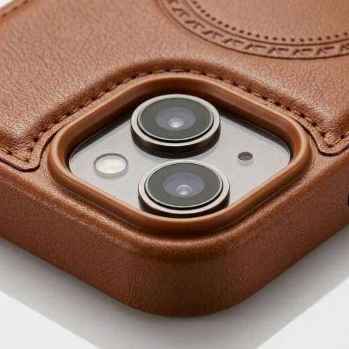 Image of amazon basics Premium PU Leather Case for iPhone 16 Pro, MagSafe Compatible Magnetic Ring, Sleek Protective Back Cover - [Tan]