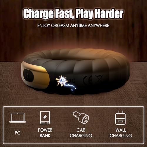 Image of Turbo Vibrating Cock Ring for Men, 10 Powerful Vibration Modes Penis Ring Vibrator, Rechargeable Silicone Delay Ring, Male Sex Toy for Solo Pleasure, CR02